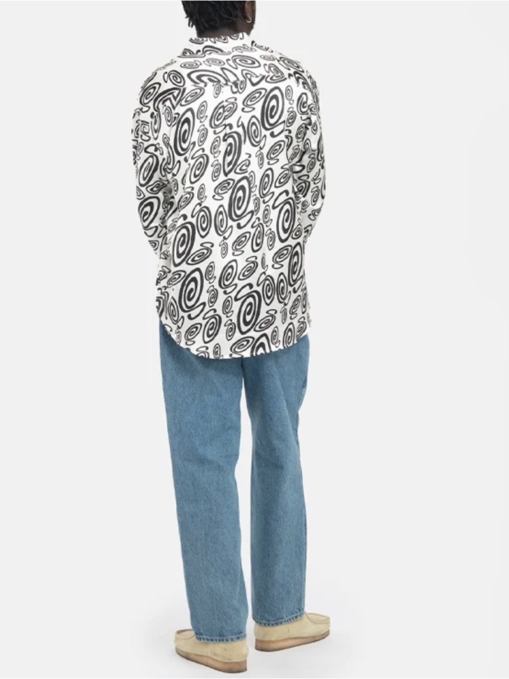 Like New Stüssy Swirly Large Silk Shirt Long-Sleeve Button-Up Retro Streetwear - Picture 3 of 4